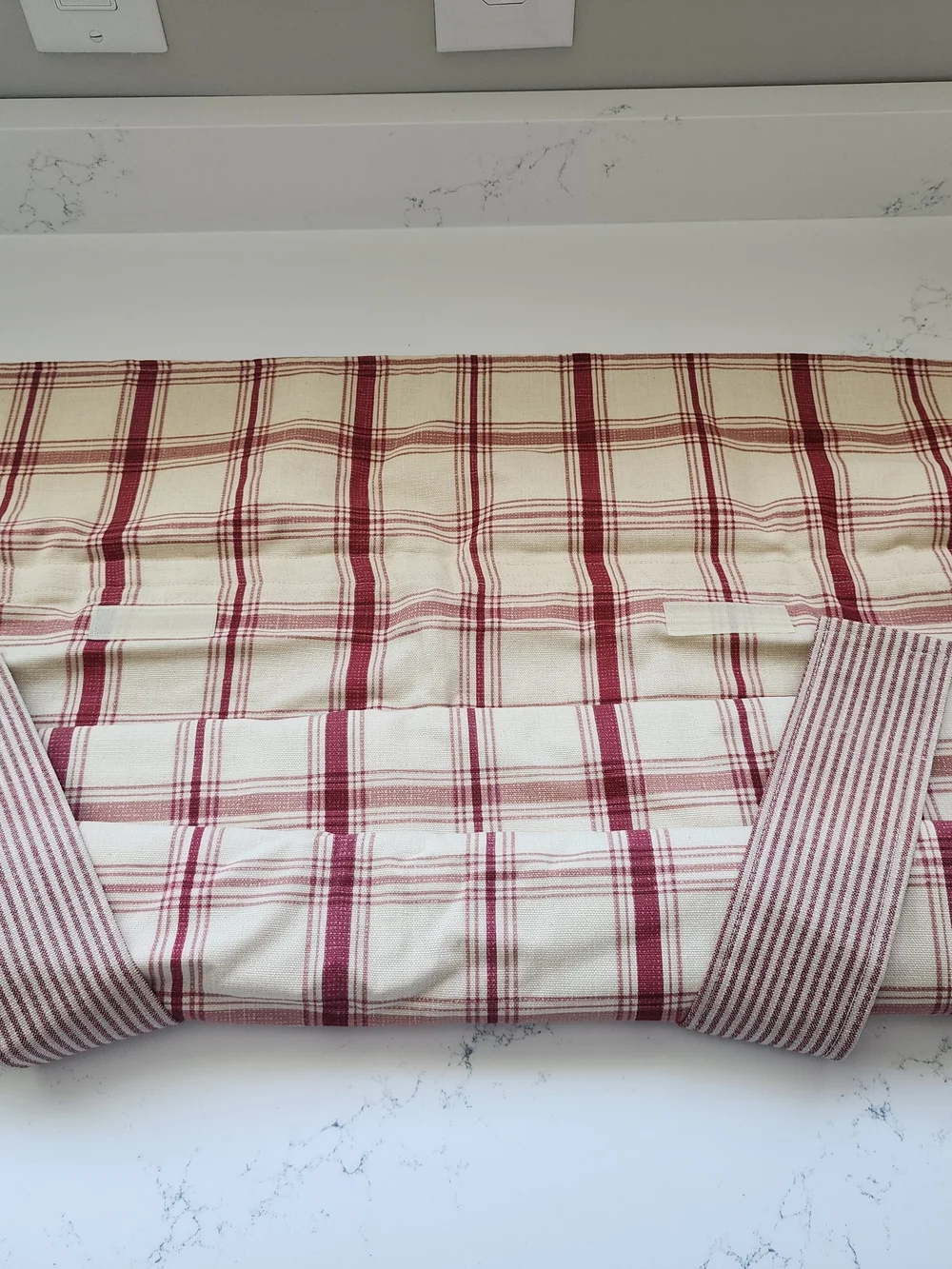 Waverly Frech Door Fabric Roll Up Shade Crimson & Cream (2 Panels)